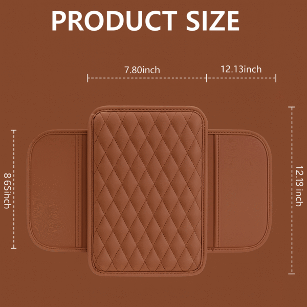 Brown Car Armrest Cushion with Storage - Image 3