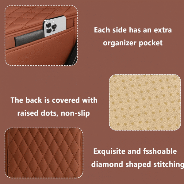 Brown Car Armrest Cushion with Storage - Image 2