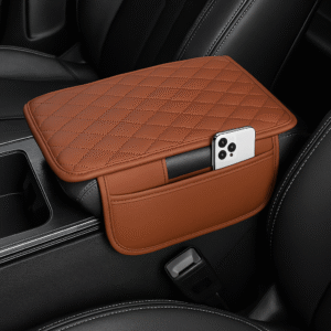 Brown Car Armrest Cushion with Storage
