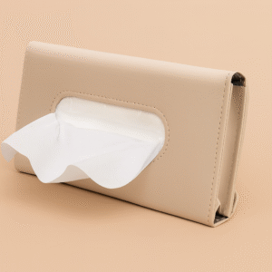 Beige Car Sun Visor Tissue Box
