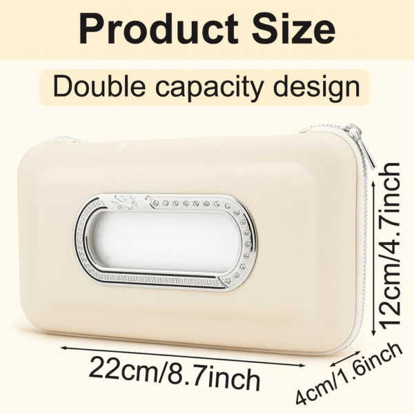 Beige Car Sun Visor Tissue & Mask Holder - Image 2