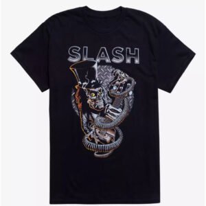 Skull Snake Guitar Graphic Print T Shirt Half Sleeve