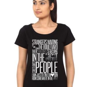 Strangers Waiting Girl's Black T-Shirt