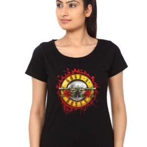 Guns And Roses Girl's Black T-Shirt