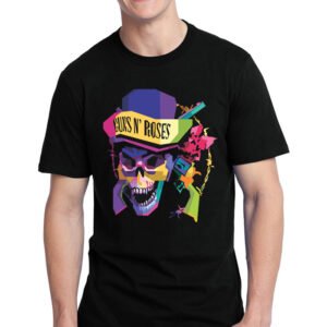 Guns and Roses Half Sleeve Black T-Shirt