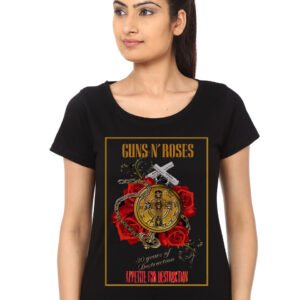 Guns And Roses Black Girls T-Shirt