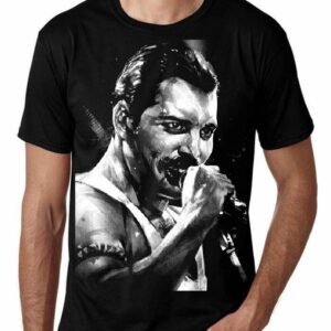 Retro Singer : Freddie Mercury Black T-Shirt