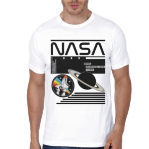 Nasa White Half Sleeve T-Shirt