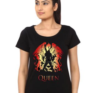 Queen Half Sleeve Black Girls T-Shirt
