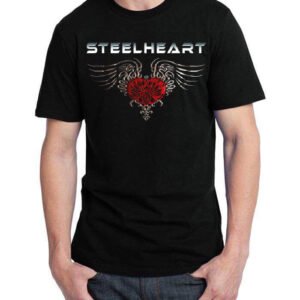 Steel Heart Half Sleeve Black T-Shirt