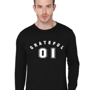 Grateful - Show Your Gratitude All Day Number One Black Full Sleeve T-Shirt